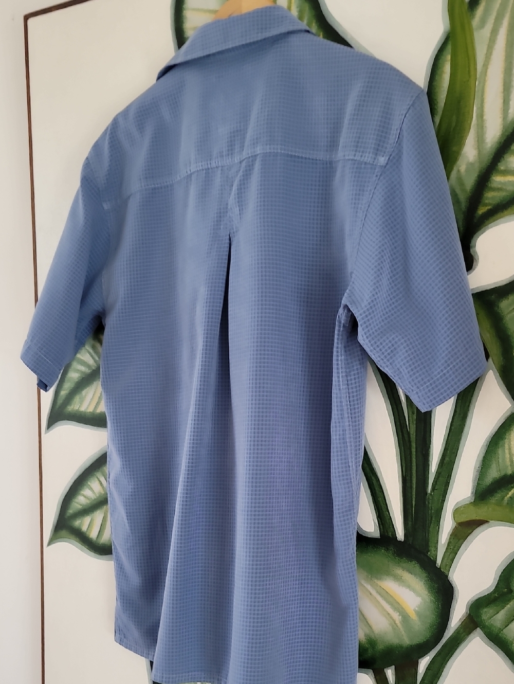 Bruno Sueded Microfiber Shirt Short Sleeve Button-Up Soft Blue Plaid Mens, Sz. M - Picture 5 of 11